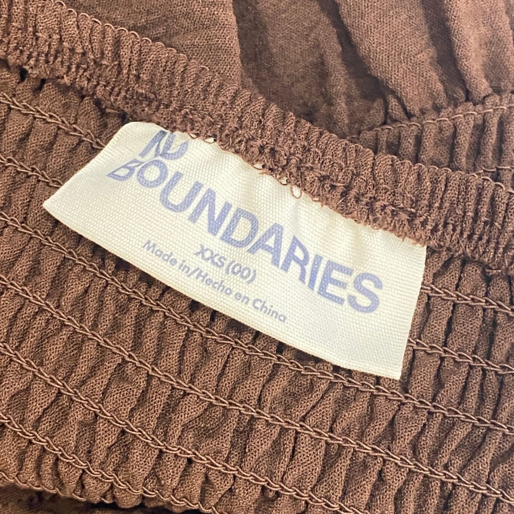 No Boundaries Brown Smocked Bust Midi Dress XS Flounce Hem Cottage Milkmaid - Picture 3 of 10